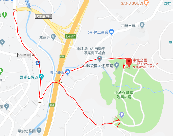 中城公園へのアクセスルート案