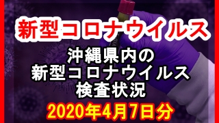 【2020年4月7日分】沖縄県内で実施されている新型コロナウイルスの検査状況について