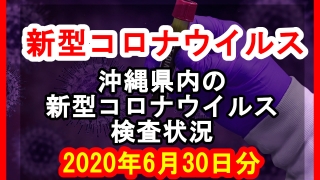 【2020年6月30日分】沖縄県内で実施されている新型コロナウイルスの検査状況について