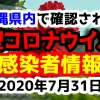 2020年7月31日に発表された沖縄県内で確認された新型コロナウイルス感染者情報一覧