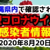 2020年8月20日に発表された沖縄県内で確認された新型コロナウイルス感染者情報一覧