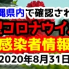 2020年8月31日に発表された沖縄県内で確認された新型コロナウイルス感染者情報一覧