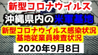 【2020年9月8日】沖縄県内の米軍基地内における新型コロナウイルス感染状況と基地従業員検査状況