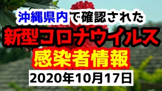 2020年10月17日に発表された沖縄県内で確認された新型コロナウイルス感染者情報一覧