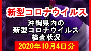 【2020年10月4日分】沖縄県内で実施されている新型コロナウイルスの検査状況について