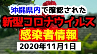 2020年11月1日に発表された沖縄県内で確認された新型コロナウイルス感染者情報一覧