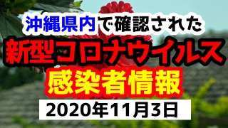 2020年11月3日に発表された沖縄県内で確認された新型コロナウイルス感染者情報一覧