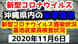 【2020年11月6日】沖縄県内の米軍基地内における新型コロナウイルス感染状況と基地従業員検査状況