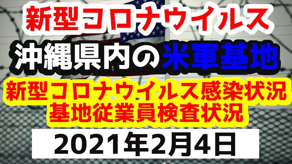【2021年2月4日】沖縄県内の米軍基地内における新型コロナウイルス感染状況と基地従業員検査状況